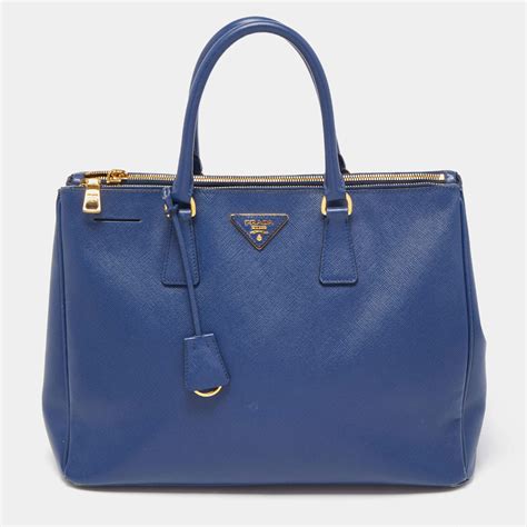 PRADA Saffiano Lux Large Galleria Double Zip Tote Baltico 